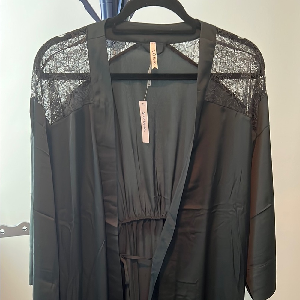 Soma Charcoal Lace Accent Robe